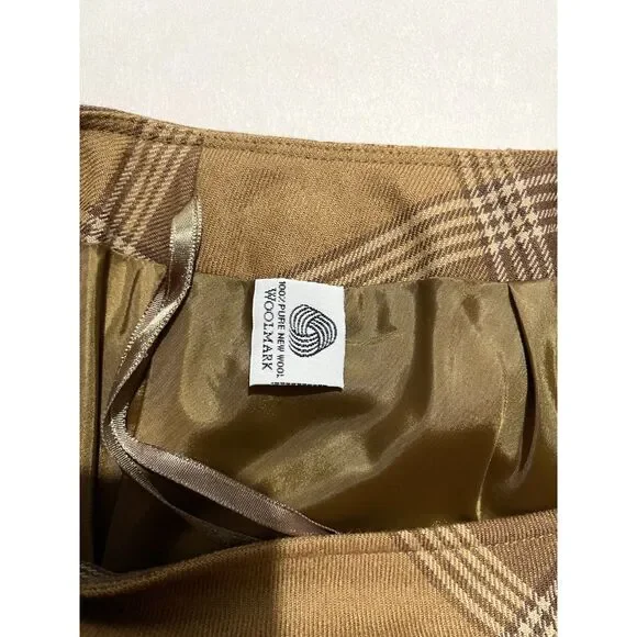 Ralph Lauren wool skirt VTG mocha muse brown tartan plaid accademia women 2 Maxi